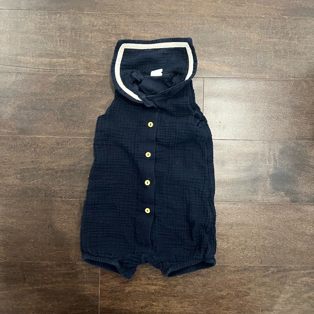 H&M Organic Cotton Sailor Navy Baby Romper